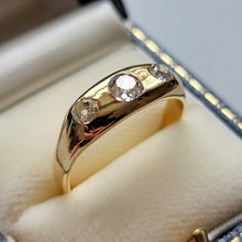 Load image into Gallery viewer, Antique 18ct Gold Diamond Three Stone Ring, 0.95ct in box
