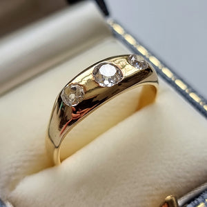 Antique 18ct Gold Diamond Three Stone Ring, 0.95ct in box