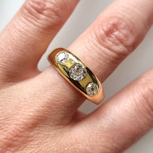 Load image into Gallery viewer, Antique 18ct Gold Diamond Three Stone Ring, 0.95ct modelled
