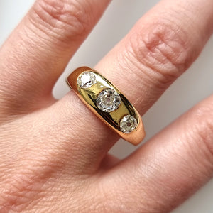 Antique 18ct Gold Diamond Three Stone Ring, 0.95ct modelled