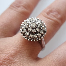 Load image into Gallery viewer, Vintage 18ct White Gold Diamond Cluster Ring modelled
