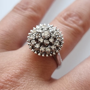 Vintage 18ct White Gold Diamond Cluster Ring modelled