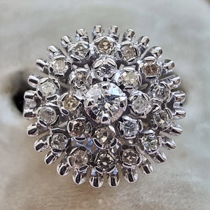 Vintage 18ct White Gold Diamond Cluster Ring in box