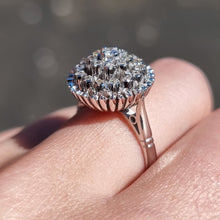 Load image into Gallery viewer, Vintage 18ct White Gold Diamond Cluster Ring modelled
