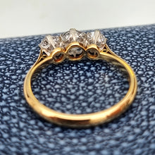 Load image into Gallery viewer, Vintage 18ct Gold Diamond Three Stone Ring, 1.00ct rear
