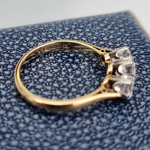 Vintage 18ct Gold Diamond Three Stone Ring, 1.00ct hallmark