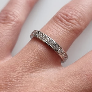 Vintage Platinum Diamond Full Eternity Ring modelled