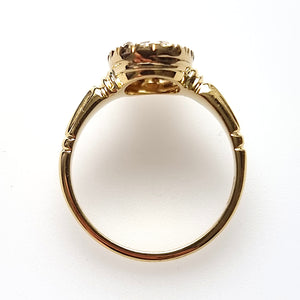 Antique 18ct Gold Oval Diamond Cluster Ring, 0.25ct top down