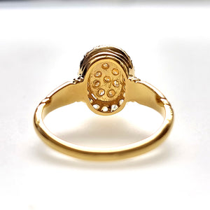 Antique 18ct Gold Oval Diamond Cluster Ring, 0.25ct rear