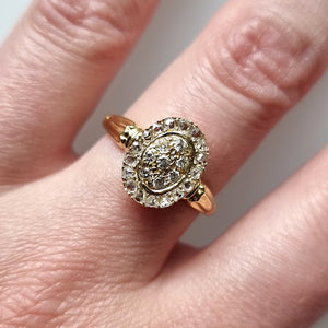 Antique 18ct Gold Oval Diamond Cluster Ring, 0.25ct modelled