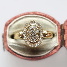 Load image into Gallery viewer, Antique 18ct Gold Oval Diamond Cluster Ring, 0.25ct in box

