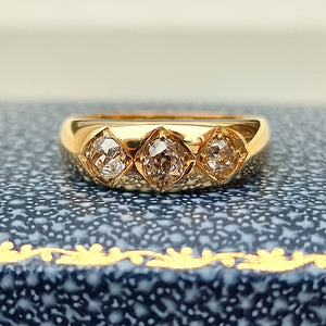 Victorian 18ct Gold Diamond Three Stone Gypsy Ring, 0.50ct