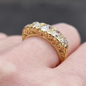 Vintage 18ct Gold Five Stone Old Mine Cut Diamond Ring, 1.60ct modelled