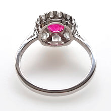 Load image into Gallery viewer, Vintage 18ct White Gold Ruby &amp; Diamond Cluster Ring reverse
