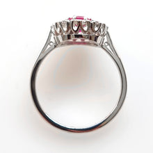 Load image into Gallery viewer, Vintage 18ct White Gold Ruby &amp; Diamond Cluster Ring top-down
