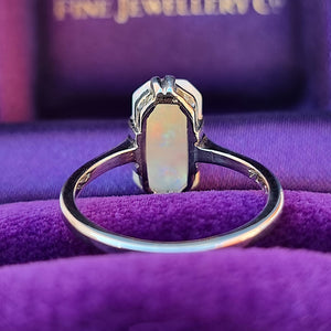 Vintage 18ct White Gold & Platinum Opal Ring, 1.50ct rear view
