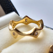 Load image into Gallery viewer, Vintage 18ct Gold Shaped Diamond Ring inside shank
