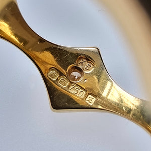 Vintage 18ct Gold Shaped Diamond Ring hallmark