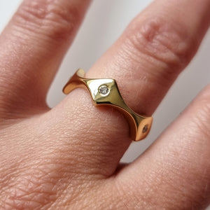 Vintage 18ct Gold Shaped Diamond Ring modelled