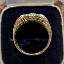 Load image into Gallery viewer, Vintage 18ct Gold Three Stone Diamond Ring, 1.00ct from above
