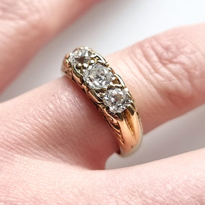 Vintage 18ct Gold Three Stone Diamond Ring, 1.00ct modelled