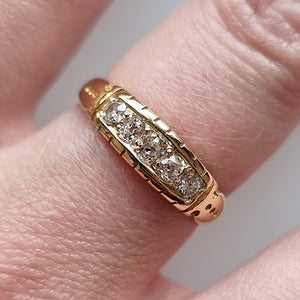Victorian 18ct Gold Diamond Ring, Hallmarked Chester 1888 modelled