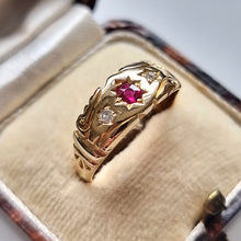 Load image into Gallery viewer, Antique 18ct Gold Ruby and Diamond Ring in box
