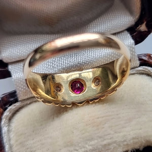 Antique 18ct Gold Ruby and Diamond Ring from behind