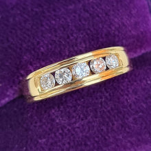 Load image into Gallery viewer, Vintage 18ct Gold Five Stone Diamond Half Eternity Ring, 0.50ct in box
