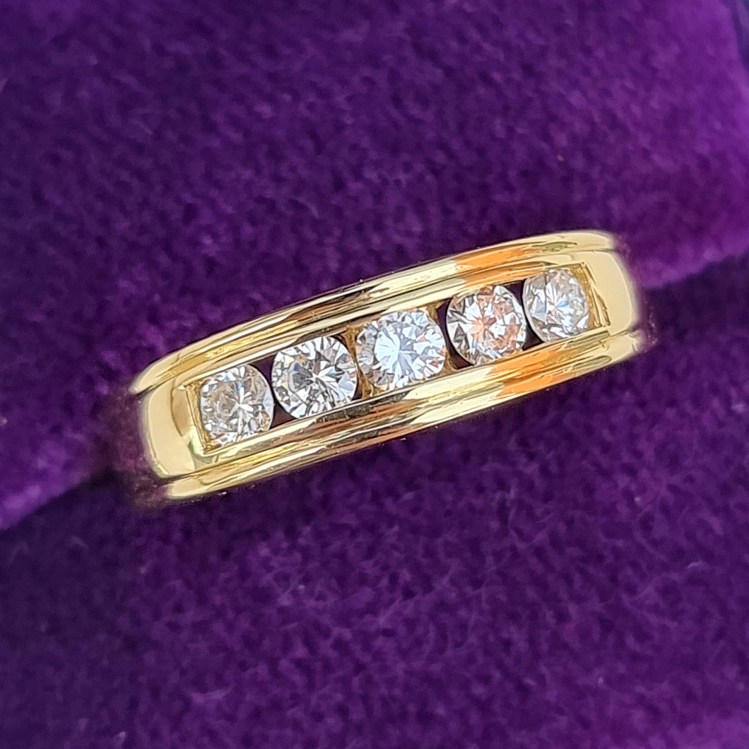 Vintage 18ct Gold Five Stone Diamond Half Eternity Ring, 0.50ct in box