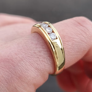 Vintage 18ct Gold Five Stone Diamond Half Eternity Ring, 0.50ct on finger