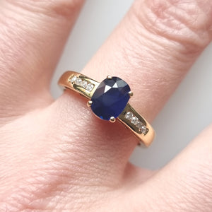18ct Yellow Gold Sapphire and Diamond Ring modelled