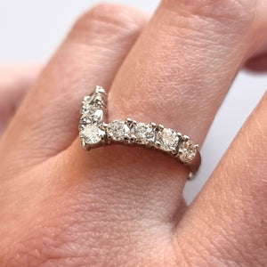 18ct White Gold Brilliant Cut Diamond Wishbone Ring, 1.25ct modelled