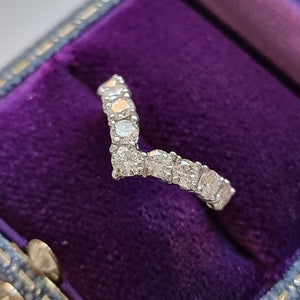 18ct White Gold Brilliant Cut Diamond Wishbone Ring, 1.25ct in box