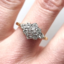 Load image into Gallery viewer, Vintage 18ct Yellow &amp; White Gold Diamond Cluster Ring, 0.90ct modelled
