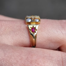 Load image into Gallery viewer, Victorian 18ct Gold Pearl, Ruby &amp; Diamond Ring modelled
