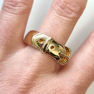 Vintage 9ct Gold Buckle Ring modelled