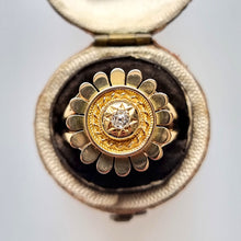 Load image into Gallery viewer, Antique 9ct Gold Diamond Sunflower Ring in box
