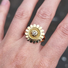 Load image into Gallery viewer, Antique 9ct Gold Diamond Sunflower Ring modelled
