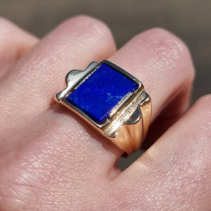 Vintage 9ct Gold Lapis Lazuli Signet Ring