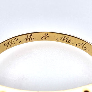 Victorian 18ct Gold Turquoise & Pearl Double Row Ring inscription