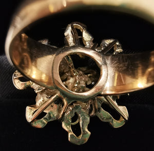 Vintage 18ct Gold Amethyst & Diamond Dress Ring