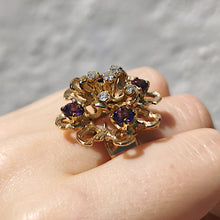 Load image into Gallery viewer, Vintage 18ct Gold Amethyst &amp; Diamond Dress Ring
