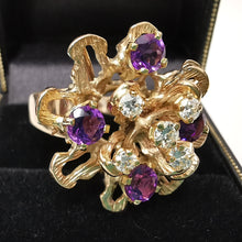 Load image into Gallery viewer, Vintage 18ct Gold Amethyst &amp; Diamond Dress Ring

