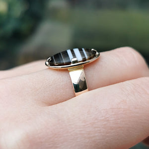 Antique 15ct Rose Gold Banded Agate Ring