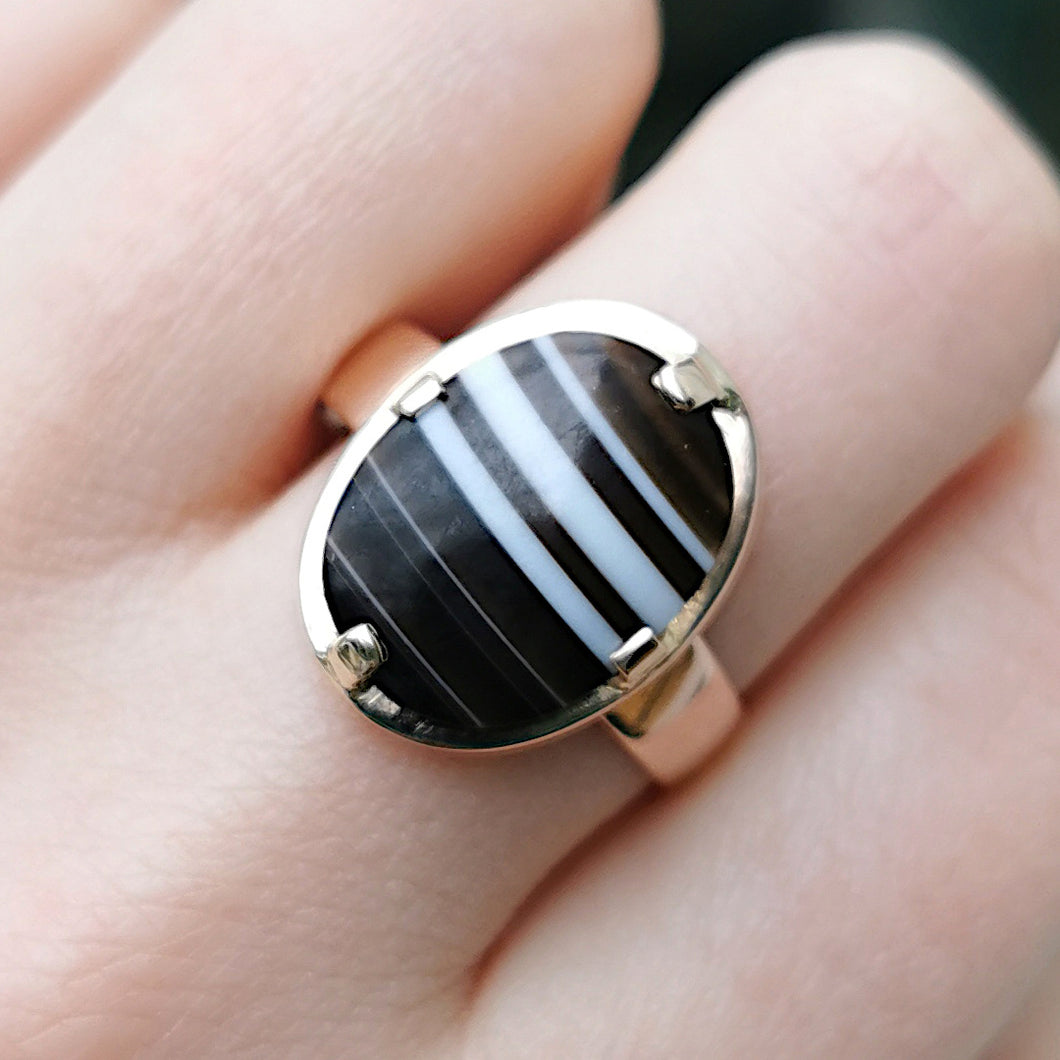 Antique 15ct Rose Gold Banded Agate Ring