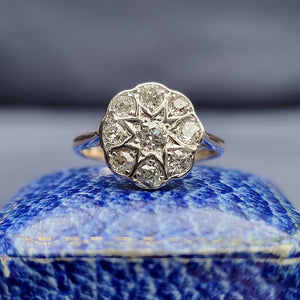 Antique 18ct Gold Old-Cut Diamond Cluster Ring, 1.00ct front view