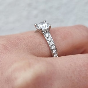 Platinum Diamond 1.00ct Ring with GIA Certificate on finger