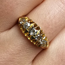 Load image into Gallery viewer, Antique 18ct Gold Diamond Carved Half Hoop Ring
