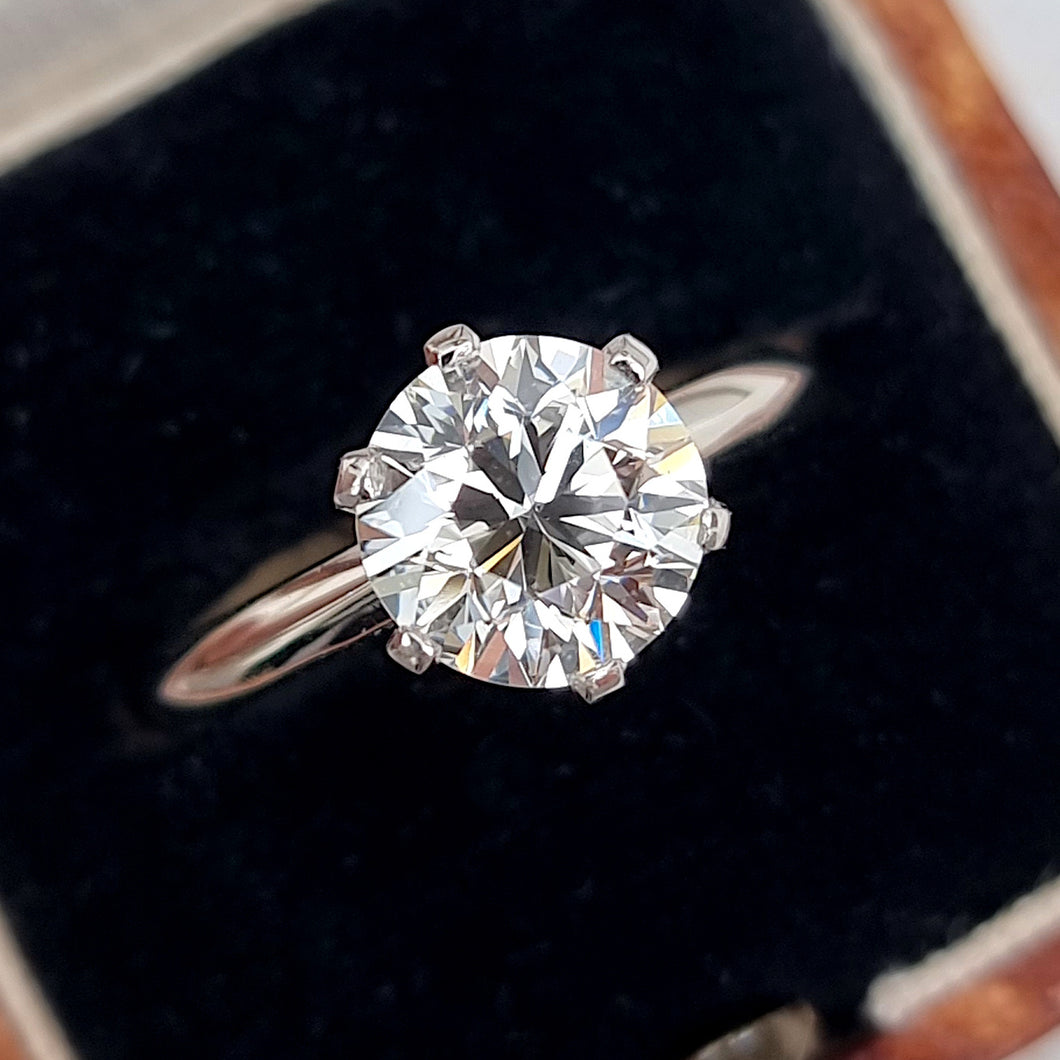 Platinum Brilliant Cut Diamond Solitaire Ring with Certificate, 2.11ct in box